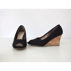 Restricted Shoes - Black Polka Dot, Peep-Toe Cork Heel Size 7.5 Restricted Shoes - Black Polka Dot, Peep-Toe Cork Heel Size 7.5